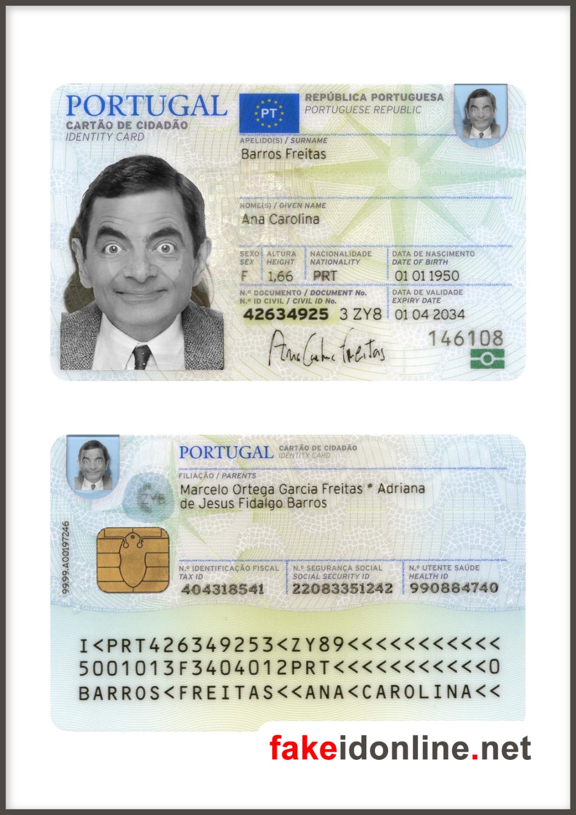 Portugal ID Card Template PSD